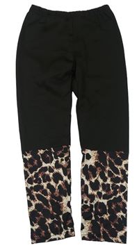 Černo-hnědé legíny s leopardím vzorem 