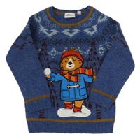 Tmavomodrý vzorovaný svetr s Paddingtonem 