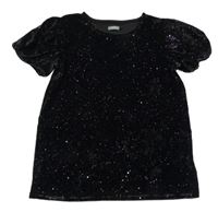 Čierne zamatové trblietavé tričko Next