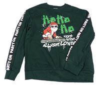 Tmavozelená mikina so Santou a nápismi C&A