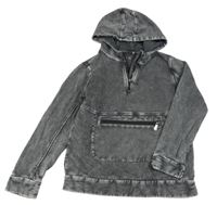 Šedá mikina riflového vzhledu s kapucňou John Lewis