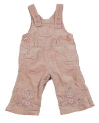 Růžové laclové manšestráky s výšivkami květů Mothercare