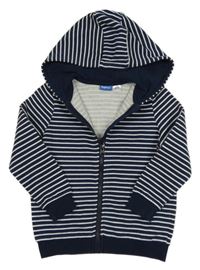 Tmavomodro-biela pruhovaná prepínaci mikina s kapucňou Lupilu
