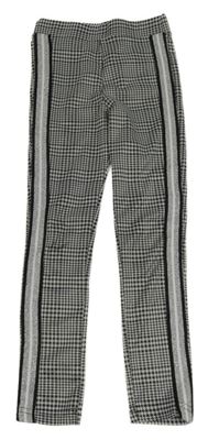 Bielo-čierne kockované legíny s pruhmi Y.F.K.