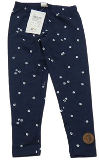 Nové - Tmavomodré květované legíny Topolino