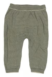 Kaki-smotanové pruhované pletené tepláky Tu