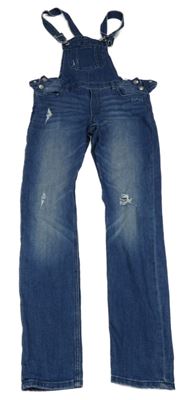 Tmavomodré na traké skinny rifle s vyšúchaním Denim Co.