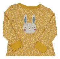 Horčicové kvetované tričko s králikom George