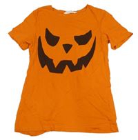 Oranžovo-čierne tričko - tekvica H&M
