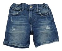 Tmavomodré rifľové kraťasy s vyšúchaním Denim Co.