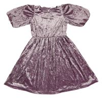 Lila zamatové šaty H&M
