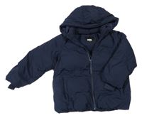 Tmavomodrá šušťáková zimná bunda s kapucňou Zara