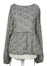 Dámská černo-šedá vzorovaná šifonová halenka Primark 
