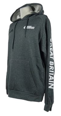 Nové - Pánská tmavošedá mikina s nápisy a kapucí Adidas 