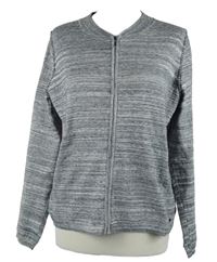 Dámský tmavomodro-bílý melírovaný propínací svetr S. Oliver 