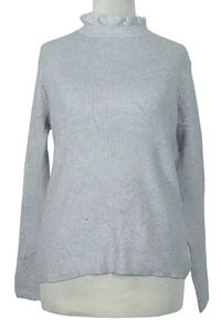 Dámsky sivý rebrovaný sveter so stojačikom Atmosphere