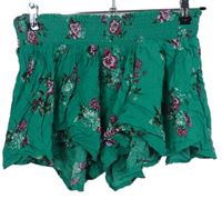 Dámske zelené kvetované sukňové kraťasy Primark
