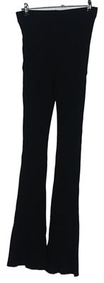 Dámske čierne rebrované zvonové teplákové nohavice H&M