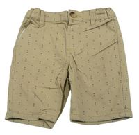 Béžové vzorované plátěné chino kraťasy Primark