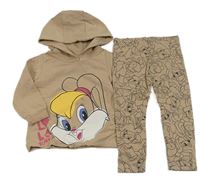 2set- béžová mikina s králíčkem a kapucí+ legíny 