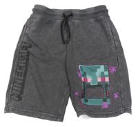 Šedo-fialové teplákové kraťasy Minecraft zn. Primark