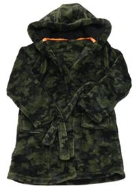 Khaki army chlpatý župan s kapucňou Matalan
