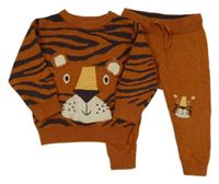 2set- rezavý vzorovaný svetr s tygrem+ tepláky Next