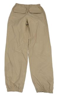 Béžové šušťákové cargo cuff nohavice Shein