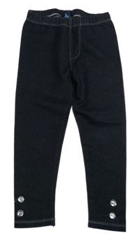 Tmavomodré melírované legíny s gombíky Disney