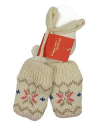 Nové - Smetanové vzorované pletené rukavice 