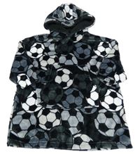 Černá chlupatá oversize mikina s míči a kapucí F&F vel.98-116