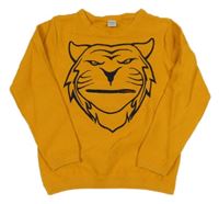 Žltý rebrovaný sveter s tigrom Dopodopo