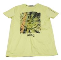 Neonově žluté sportovní tričko s potiskem 