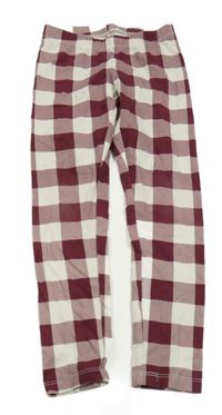 Vínovo-biele kockované legíny