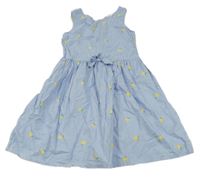 Modro-biele pruhované plátenné šaty s citrony H&M