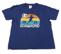 Modré tričko s potlačou