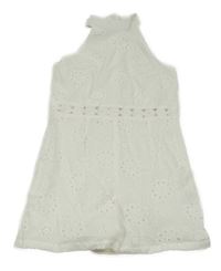 Biely perforovaný kraťasový overal Shein