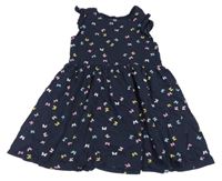 Tmavomodré bavlnené šaty s motýlikmi H&M