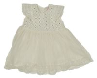 Bílé tylovo/krajkované šaty s flitry Smile