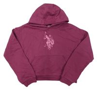 Vínová crop mikina s logem U.S.Polo Assn