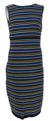 Dámske tmavomodré midi šaty s farebnymi prúžkami a volnými zády Next
