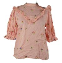 Nové - Dámská lososová halenka s výšivkou a volánky Warehouse