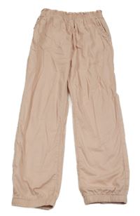 Světlerůžové plátěné lehké cuff kalhoty H&M