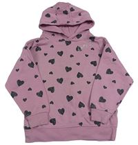 Ružová mikina so srdíčky, nápisom a kapucňou Primark