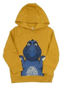 Hořčicová mikina s dinosaurem a kapucí C&A