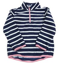 Tmavomodro-biela pruhovaná fleecová mikina F&F