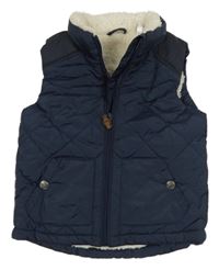 Tmavomodrá šušťáková prešívaná zateplená vesta OVS