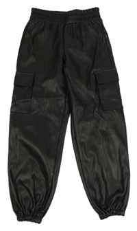 Černé koženkové cuff kalhoty s kapsami Primark