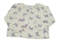 Smetanová puntíkatá halenka s motýly Sinsay