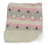 Bílo-světlerůžovo-šedý vzorovaný chlupatý nákrčník 